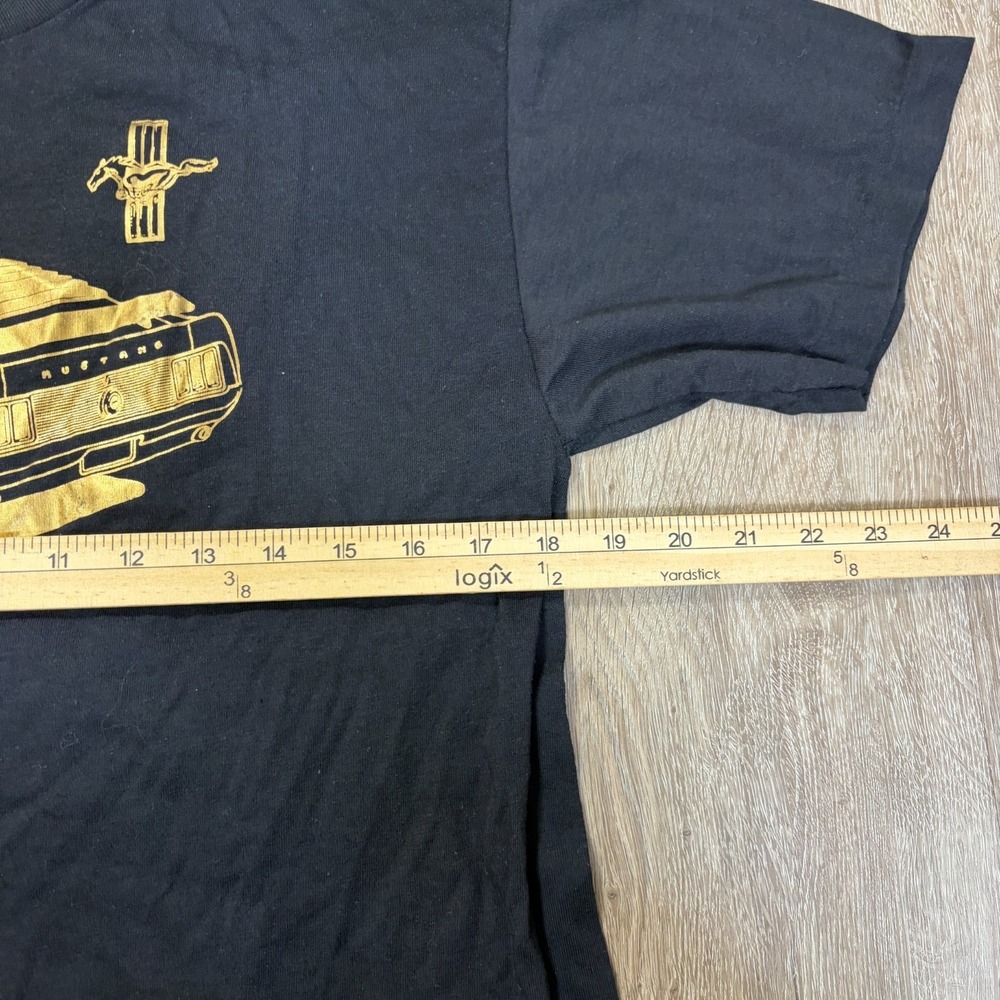 VTG Mustang Sportswear T Shirt Single Stitch Black XL Ford Gold Vintage - Picture 3 of 8